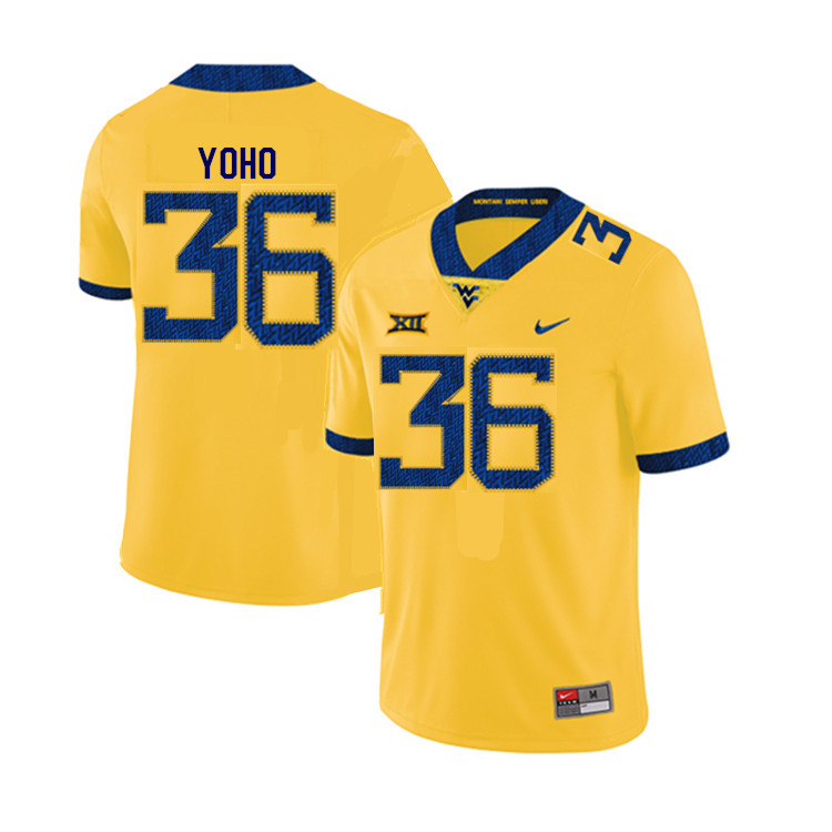 Men #36 Nick Yoho West Virginia Mountaineers College Football Jerseys Sale-Yellow